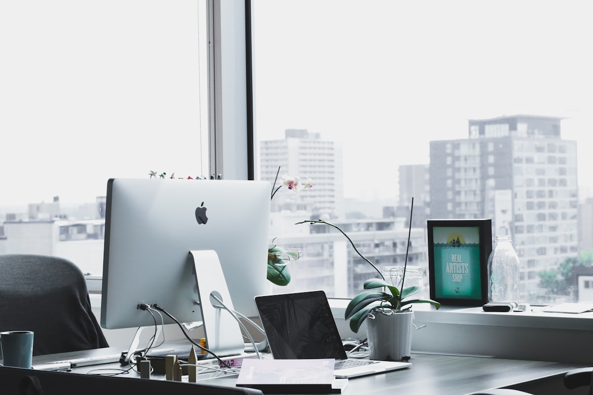 Professional workspace with laptop